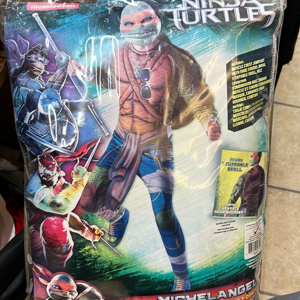 NINJA TURTLE MICHELANGLEO MUSCLE JUMPSUIT ADULT COSTUME BRAND NEW